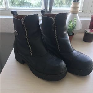 Harley Davidson black zipper moto boots
